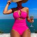 Women's Clothing High Waist Solid Color One Piece Sexy Backless Neck Swimsuit_ecoleips.com