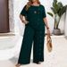 Cross-Border New European And American Style Solid Color Button Casual Loose Fit Set_ecoleips.com