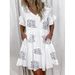 Women's V Neck Printed Dress Fashionable Sweet Style Full Skirt Spring New Clothing_ecoleips.com