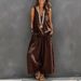 Women's Clothing Women's Solid Color Cotton Linen Set Casual Sleeveless Vest Wide Leg Pants For Formal & Casual For Women_ecoleips.com
