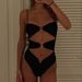Women's Solid Color Tight Fitting Hollow out Suspender Bikini One-Piece Swimsuit Sexy Style Vacationwear Summer Winter Spring_ecoleips.com
