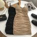 Women's Clothing Slightly Fat Mm Twisted Cross Pleated Dress With Chest Pads For Women In Summer New Sexy Hot Girl Hip Short Skirt_ecoleips.com