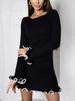 TARUXY Spring New Knitted Mini Dress For Women Fungus Contrast Color Slim Sweater Dress Elegant Female Party Clothes Long Sleeve_ecoleips.com