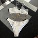 Women's Clothing New Pleated Cloth Split Swimsuit Sexy Chain Swimsuit Bikini_ecoleips.com