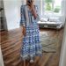 2025 Cross-Border European And American Spring/Summer New Women's Best-Selling Geometric Print Long Dress, Bohemian_ecoleips.com