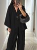 2026 New European American Independent Brand Fashionable Loose Women's V-neck Top And Wide-leg Pants Casual Set_ecoleips.com