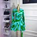 Women's Clothing American Style Dress Long Sleeve Sweet Floral Pleated Skirt Suit Collar Belt_ecoleips.com