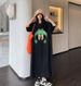 Summer New Korean Style Cute Print Midi Short Sleeve Dress Loose Versatile Ins Style Dress Polyester Fiber Straight Cut Dress_ecoleips.com