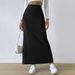 Voya Women's Fashion Minimalist Half Length Skirt Spring/Summer Pit Strip A-line High Waist Split Long Skirt_ecoleips.com