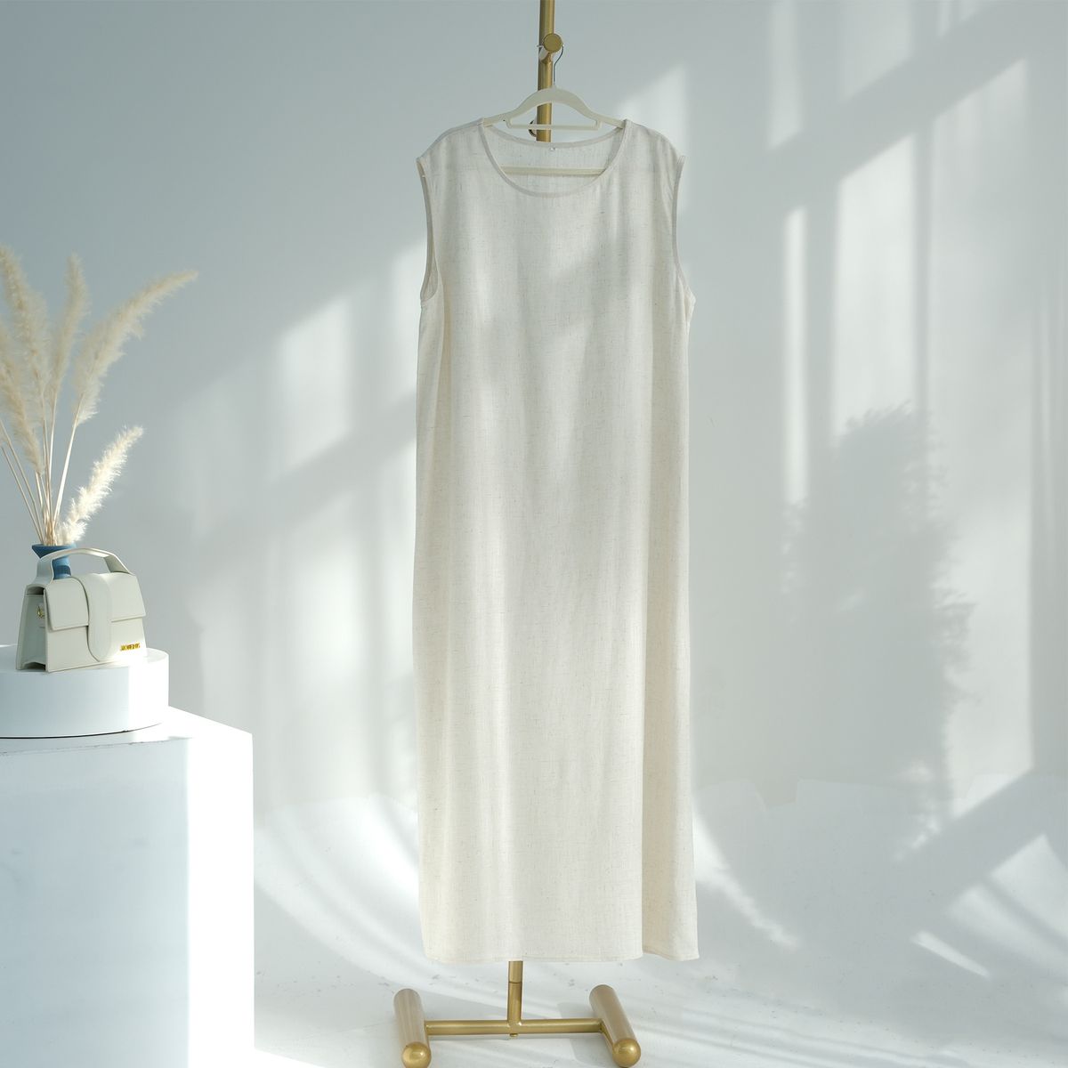 Verve 2025 Dubai Turkey Solid Color Cotton Linen Cardigan Robe Muslim Set_ecoleips.com