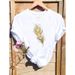 Cross-border Supply Women's Short-sleeve T-shirt With Letter And Geometric Pattern_ecoleips.com