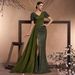 Women's Clothing New Elegant Beaded Patchwork Fitted V Neck Short Sleeve Temperament Gorgeous Noble Cocktail Party Formal Dinner Dress_ecoleips.com