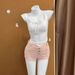 Women's High Waist Slimming Denim Shorts Pink Single Breasted Slim Straight Leg Hot Pants Versatile Spring Summer Hot Girl Style_ecoleips.com