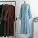 Women's Dubai Two-Piece Set Robe Tie Large Size Ice Silk Wrinkle Dress_ecoleips.com