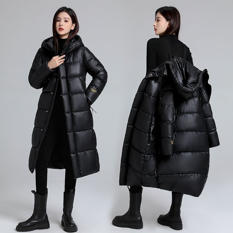 Women's Long Hooded Thermal Graphene Padded Coat - Winter Warm Loose Fit Jacket With Pockets, Black, Plus Size Available_ecoleips.com