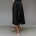 2026 European And American Cross-border Women's A-line Skirt, New Spring/summer Solid Color Satin Fashion Commuter_ecoleips.com
