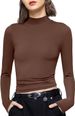 . European And American Cross-Border 2023 Autumn Women's New Solid Color High-Neck Slim Fit Long Sleeve T-Shirt Top_ecoleips.com