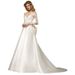 Wedding Dress New One Shoulder Long Sleeve Slim Princess Tail Bow Bride Out Wedding Dress Satin_ecoleips.com