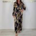 Women's Clothing Fashion Two Piece Set Printed Loose Fitting Shirt Wide Leg Pants_ecoleips.com