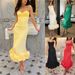 Women's Clothing Solid Color Swing Sling Dress Slim Temperament Dress_ecoleips.com
