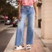 Women's Ripped Casual Loose Straight Leg Jeans Versatile Style Denim Pants_ecoleips.com