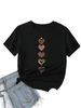 European And American Cross-border Foreign Trade Women's Clothing, Simple Heart-printed Round-neck Short-sleeve T-shirt_ecoleips.com