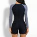 European And American Foreign Trade Long-sleeve Zippered Surfing One-piece Sun-protective Women's Swimsuit, Diving Suit,_ecoleips.com