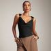 Summer Women's Slim Fit Ruffled Neck Vest Metal Buckle Style Top Sleeveless Side Pleats_ecoleips.com
