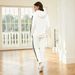 Women's Fashion Hoodie Pants Set Letter Print Spring/Autumn Trend Casual mid Waist Full Length Polyester_ecoleips.com