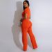 Women's Clothing Short Sleeved Short Top With Slim Fitting Flared Trousers Fashionable Two Piece Suit For Women_ecoleips.com