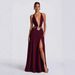 Women's Clothing Sexy Women's Halter Neck Deep V High Slit Slim Fit Dress Lace Long Sleeve For Formal & Casual For Women_ecoleips.com