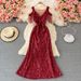 Women's Clothing Temperament Sequins Host Aura Queen Dress V Neck Long Dress Fishtail Hip Dress_ecoleips.com