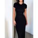 Women's Solid Color Slim Fit Short Sleeve Fashion Dress Elegant Hip Hugging European American Style Spring/Summer_ecoleips.com