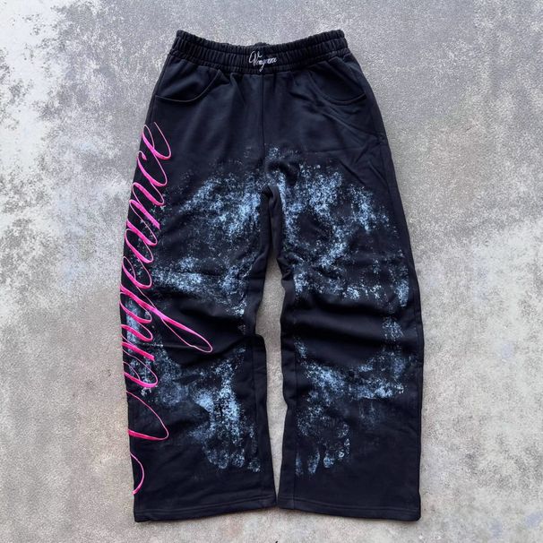 Unisex European American Retro Printed Casual Pants Trendy High Priced Loose Trousers for Women_ecoleips.com