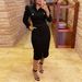 Women's Slim Fit Polo Collar Long Sleeve Shirt Dress - Mid-Length Bodycon Workwear Pencil Dress For Summer (Army Green, Black, Khaki)_ecoleips.com