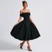 Elegant Women Solid Dress, Classic Off‑Shoulder Strapless Design, Minimalist Solid Tone, Graceful Slimming Casual Party Dress_ecoleips.com