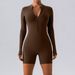 LazyZoom Fitness Naked Feel Zipper Long Sleeve Jumpsuit Women's Sports Training One-Piece Yoga Suit_ecoleips.com
