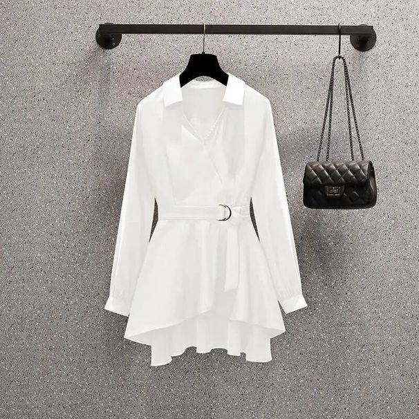 Plus-size Women's Stylish Waist-cinching Slimming Shirt, 2025 New Spring Model For Fat Women, Conceals Belly And Reduces_ecoleips.com