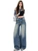 American-style Washed Whiskered High-waisted Wide-leg Jeans For Women, 2026 New Model, Loose Fit, Slimming, Embroidered_ecoleips.com