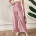 Women's High Waist Slimming Wide Leg Pants Solid Color Spring Summer Fashion Polyester Capri Pants_ecoleips.com