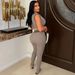K European And American Women's Casual Sexy Knitted Low Chest Exposed Navel High Waist Pants Two-piece Set_ecoleips.com