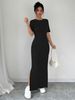 Women's Clothing Delicate Dress Casual Retro Slim Fit Solid Color Open Front Long Skirt_ecoleips.com