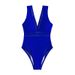 Trendy V-Neck One-Piece Swimsuit For Women - Sexy High-Waisted Slim Fit Bathing Suit, Comfortable Swimwear For Pool & Beach (Black/Blue, S/M/L)_ecoleips.com