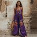 Women's Clothing Summer New Retro Printed Floral Cotton And Linen Suspenders Wide Leg Jumpsuit Trousers_ecoleips.com