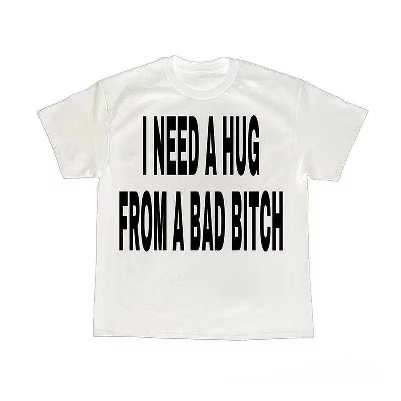 Cross-border 2024 New American Style Letter Print Loose Top Casual Pullover Round Neck Short Sleeve T-Shirt_ecoleips.com
