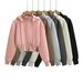 "Cropped Hooded Sweater Jacket For Women – Detachable Hood & Slim Fit (Pinkish/Dark Brown/Black) – Y2K Aesthetic & Streetwear Style"_ecoleips.com