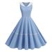 Retro Nautical Style mid Length Dress for Women Ribbon Trimmed Hepburn Inspired Full Skirted Elegant Sophisticated Summer Dress_ecoleips.com