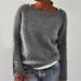 Oversized Solid Color Knit Sweater - Soft Long Sleeve Pullover Sweater Solid Color Static Version Basic Sweater Knitted Sweater Women's Long Sleeve_ecoleips.com