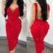 Women's Clothing elegant pure color hip wrapped backless deep V high waist bow elastic slit dress_ecoleips.com