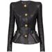 K New Fashion Style Metal Button Slim Fit Leather Jacket Jacket_ecoleips.com